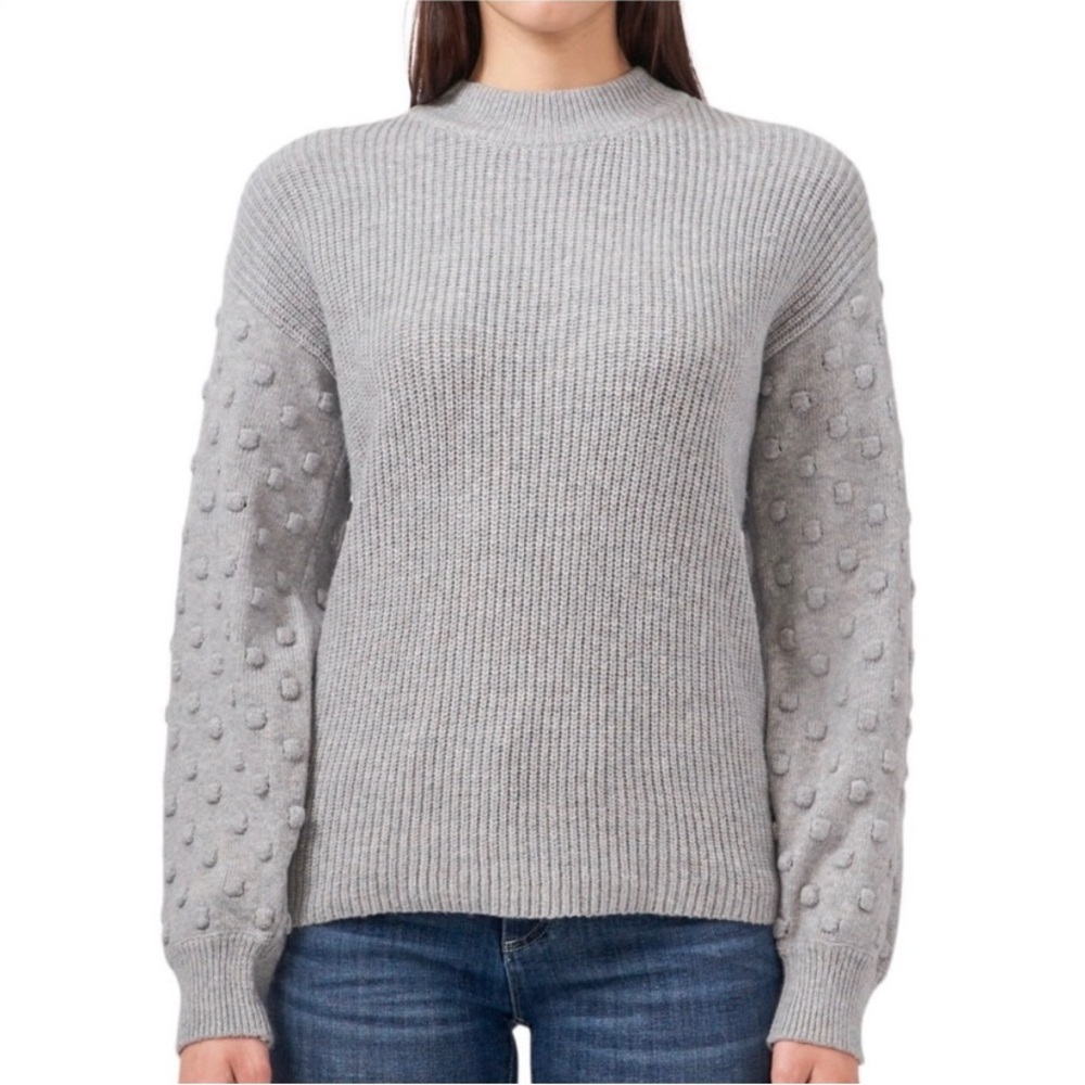 Vince Camuto Bobble Sleeve Sweater Heather Gray Women’s Size Large